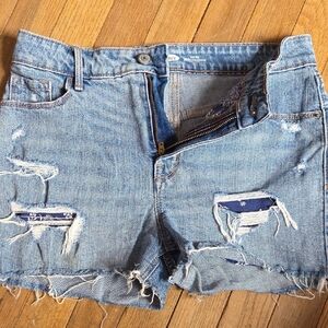 Old Navy Light Blue Distressed High Waist Denim Shorts